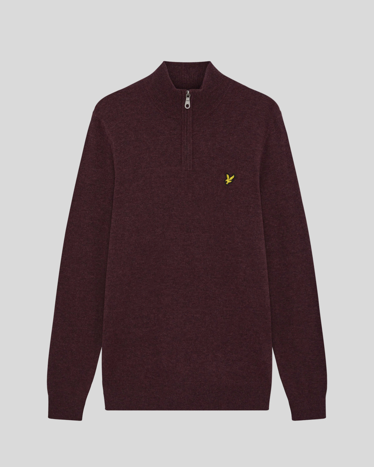 Flat shot of Lambswool Blend Zip Zip-Jumper in Beetroot Marl