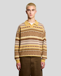Fair Isle Lambswool Blend Polo Jumper