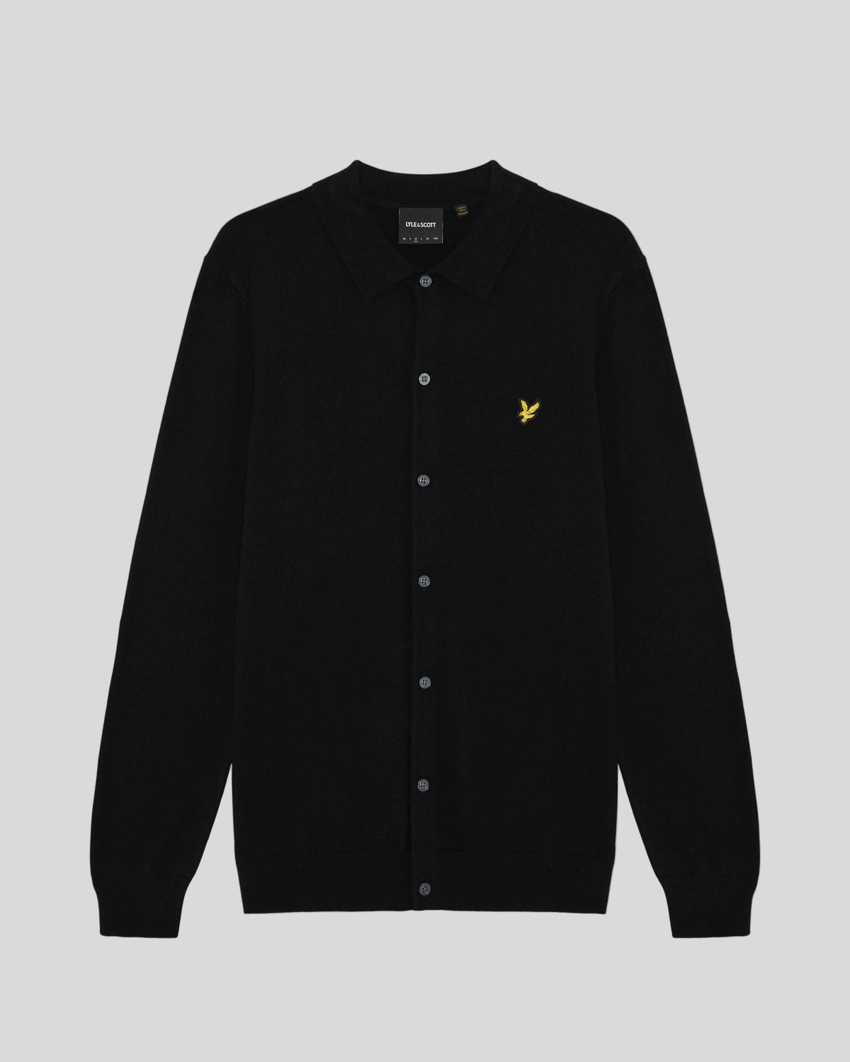 Vlakke foto van het gebreide shirt van katoen en merinowol in Jet Black