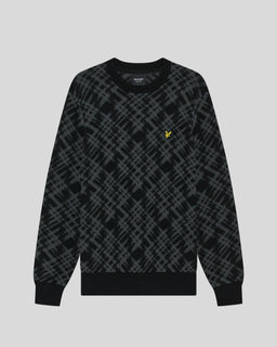 Ladder Effect Tartan Crew Neck Jumper