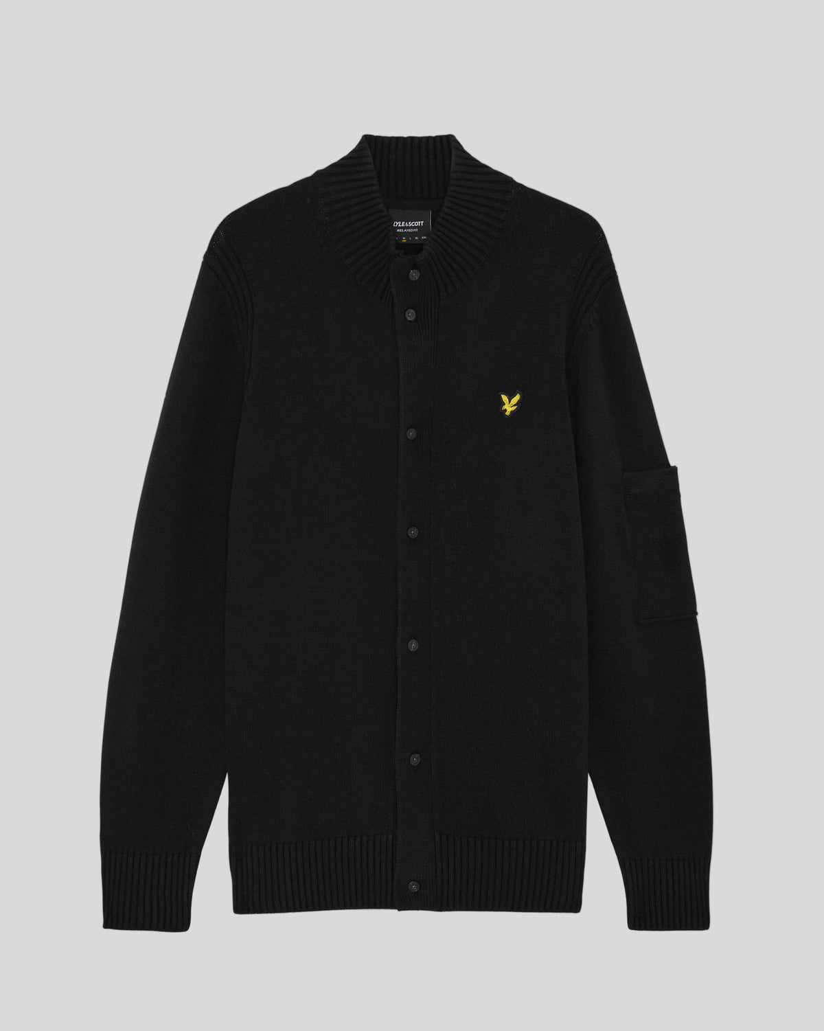 Flat shot of Rib Detail Button Cardigan in Jet Black