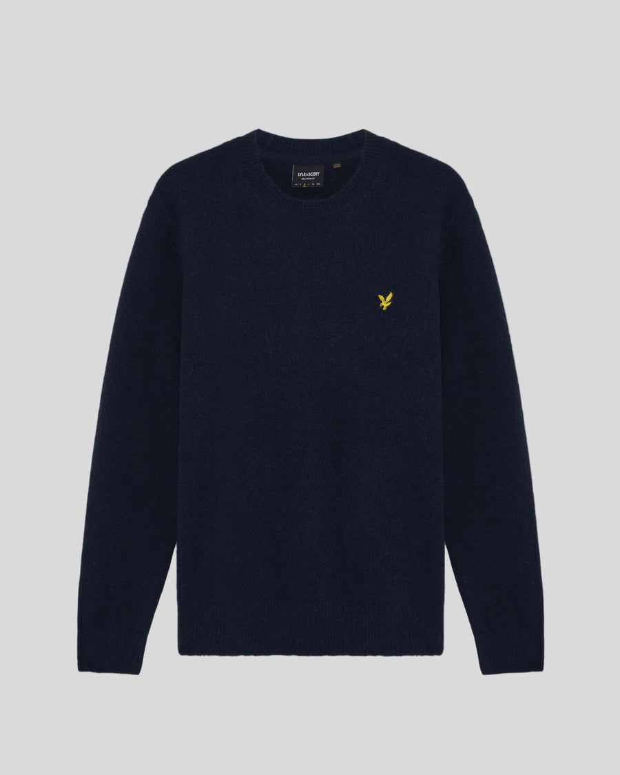 Produktfoto des gebürsteten Pullovers mit Rundhalsausschnitt in Dunkelblau