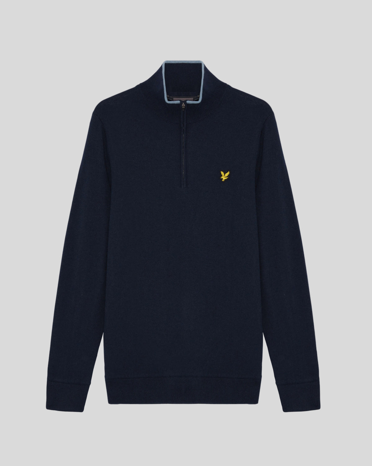 Vlakke foto van de Windbreaker-trui met 1/4-ritssluiting in donker marineblauw