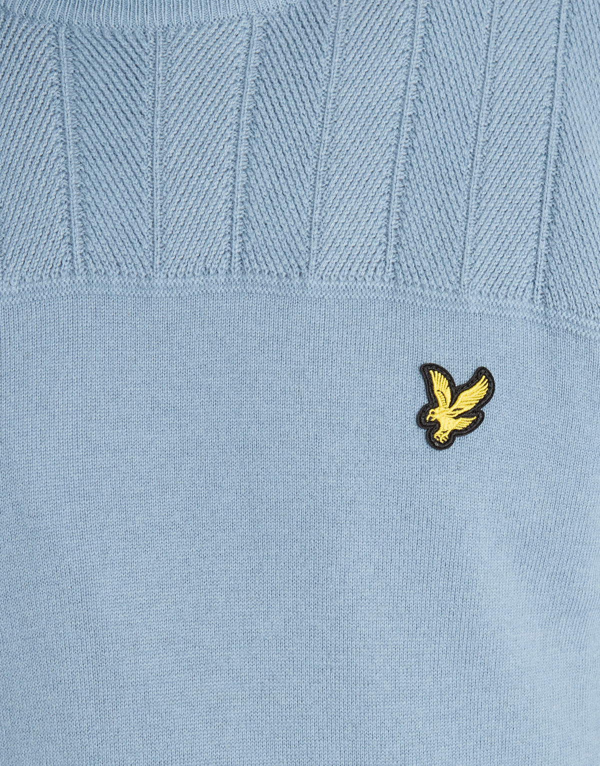 Hombre con un jersey de cuello redondo «Texture Block» en azul acero