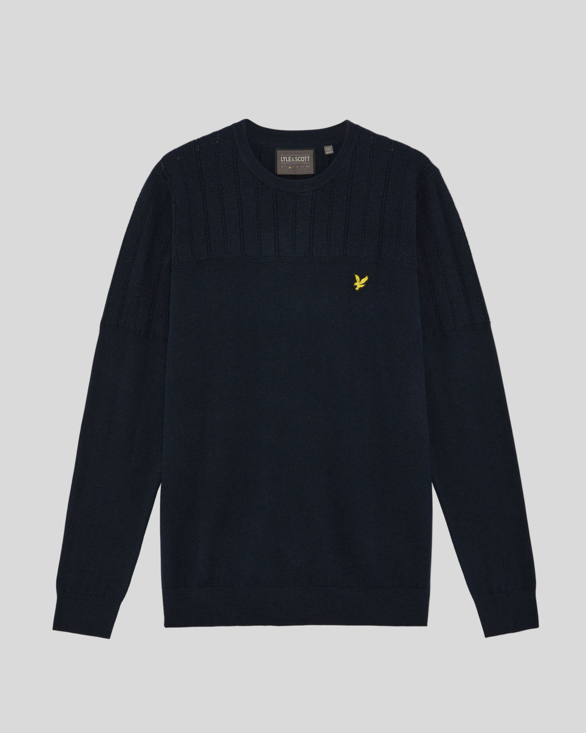 Produktfoto des „Texture Block“-Pullovers mit Rundhalsausschnitt in Dunkelblau