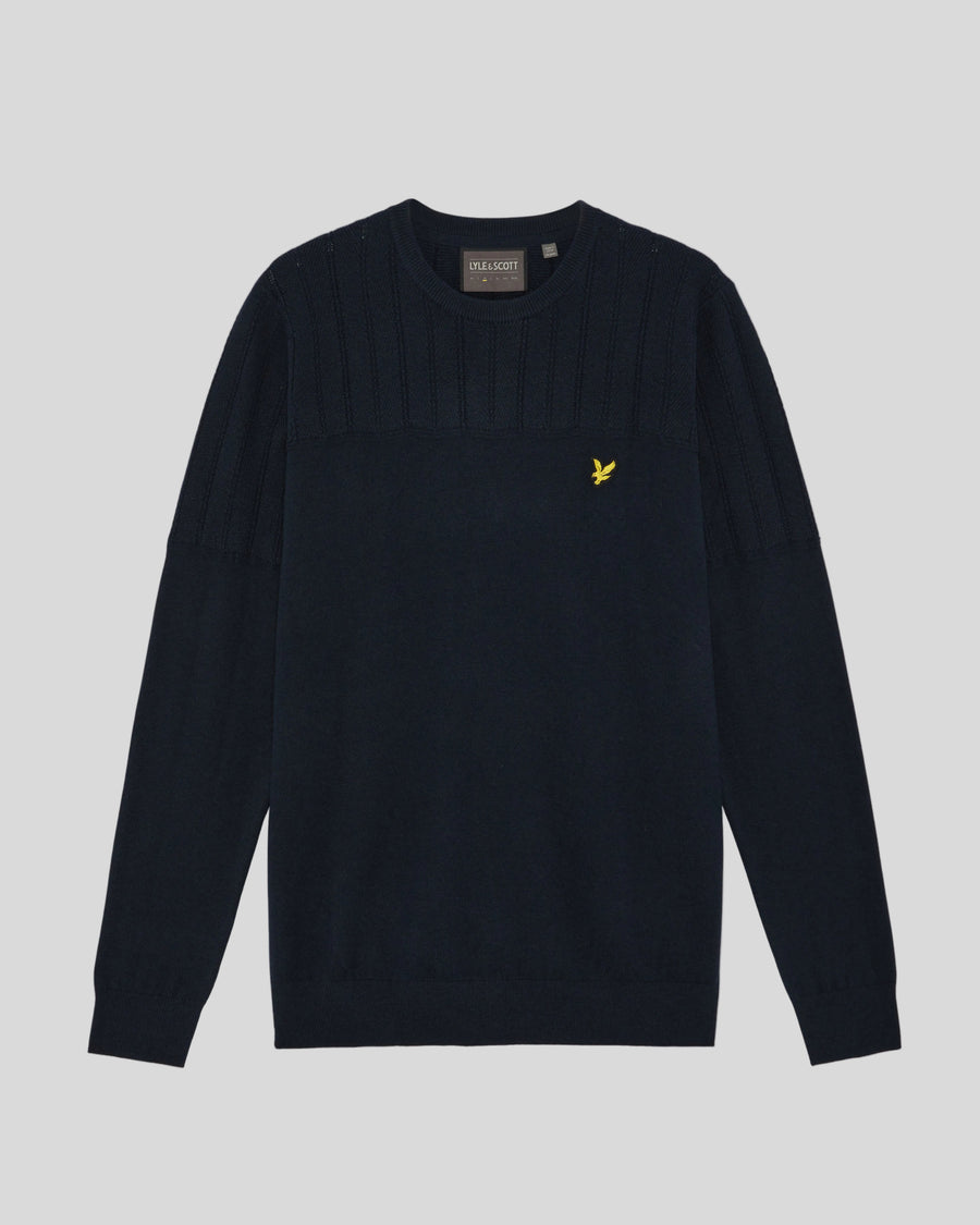 Produktfoto des „Texture Block“-Pullovers mit Rundhalsausschnitt in Dunkelblau