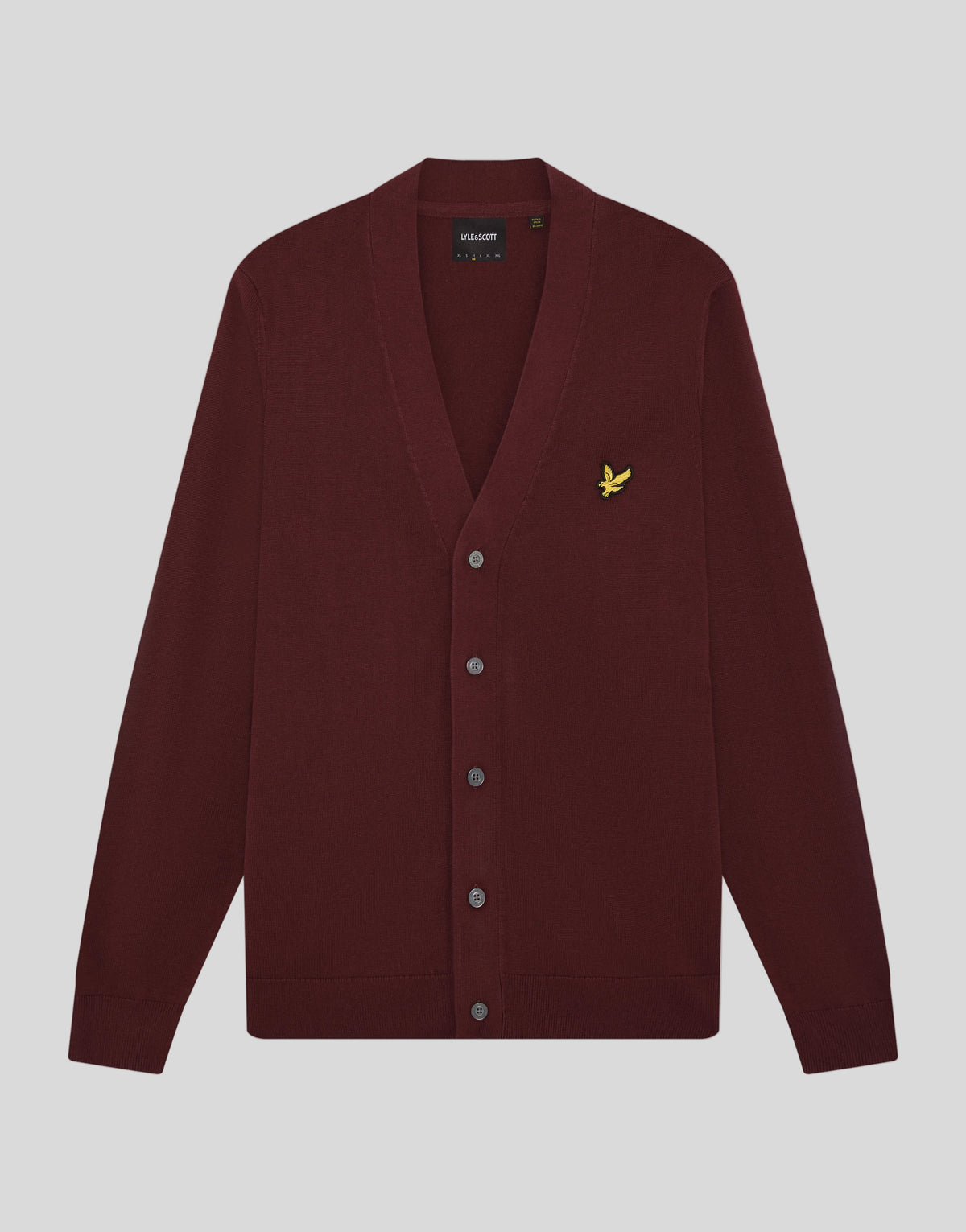 Flat shot of Archive Knitted Classic Cardigan in Claret Jug