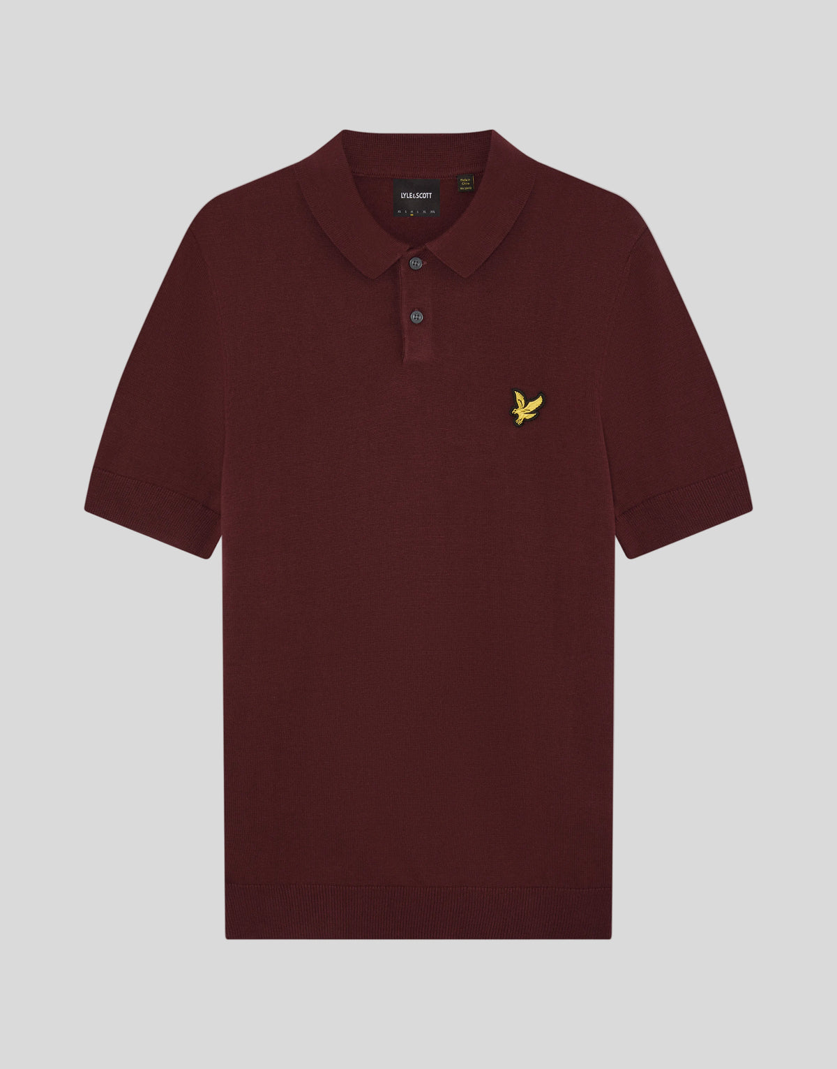 Flat shot of Archive Knitted Polo Shirt in Claret Jug