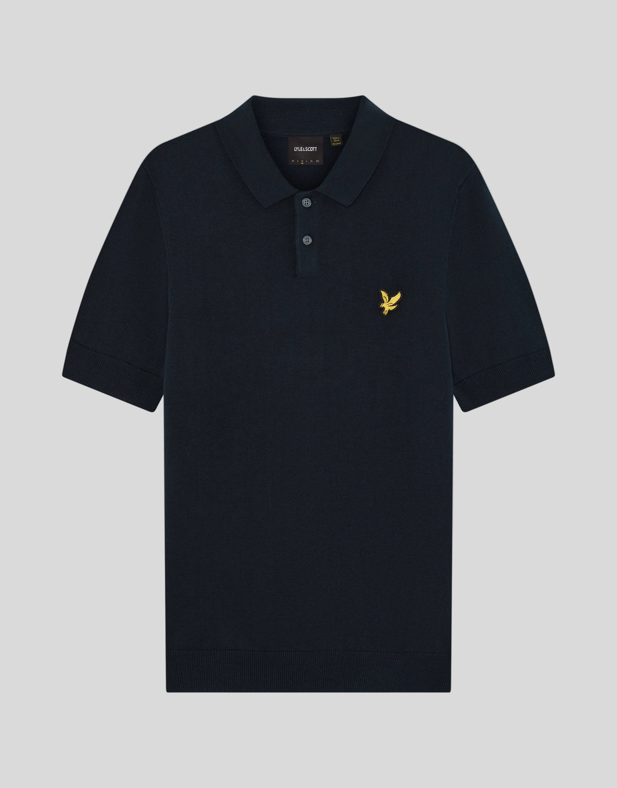 Flat shot of Archive Knitted Polo Shirt in Dark Navy