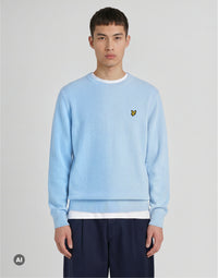 Jersey de cuello redondo holgado y termorreactivo para hombre en blanco / azul hielo