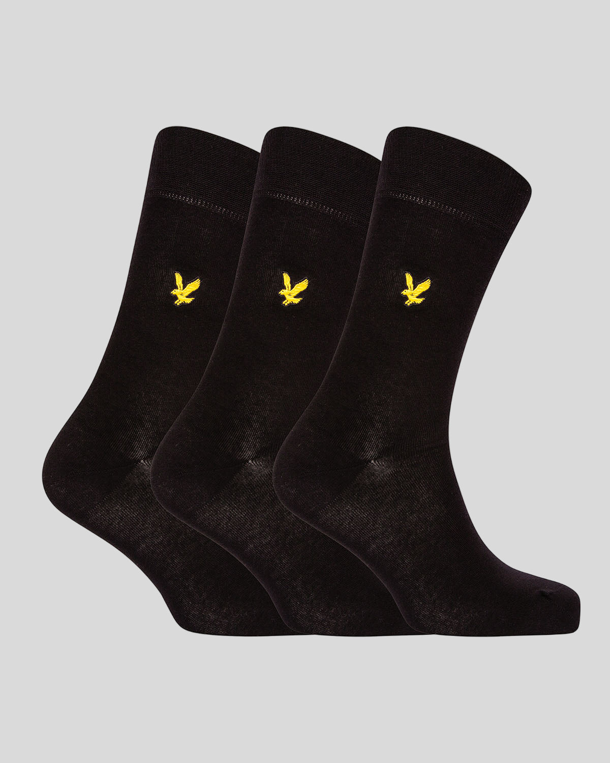 Lot de 3 paires de chaussettes basiques avec broderie d'aigle, couleur noire