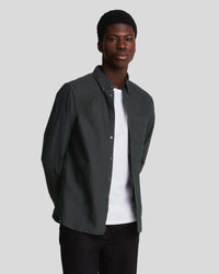 buy men's premium clothing fashion polos jackets -  Lyle & Scott Men's Tonal Eagle Plain Oxford Shirt in Jet Black