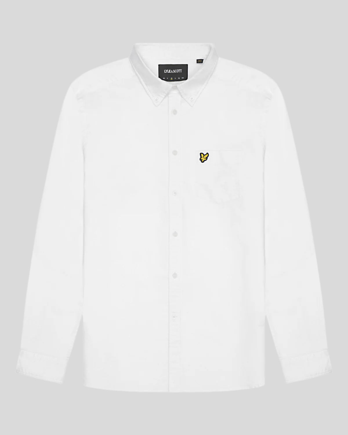 Uomo con camicia Oxford in cotone con bottoni, bianca