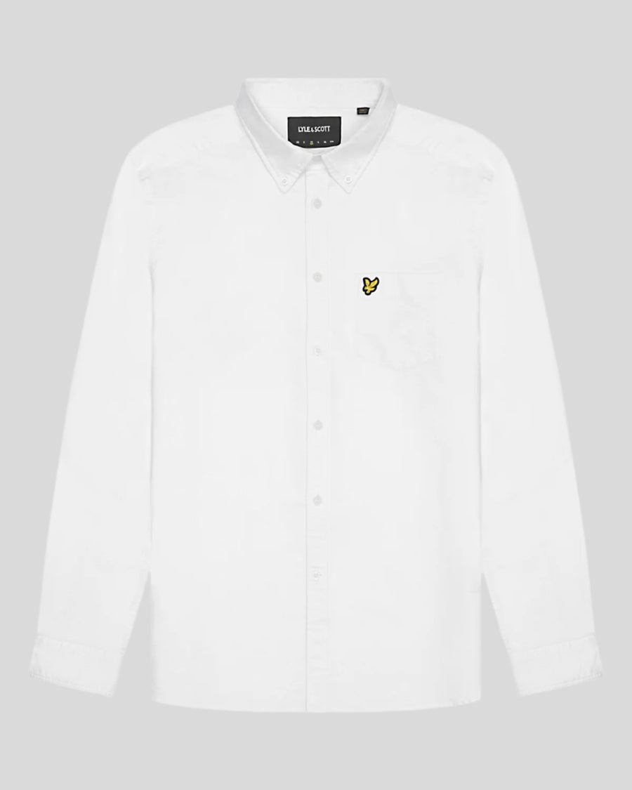Uomo con camicia Oxford in cotone con bottoni, bianca