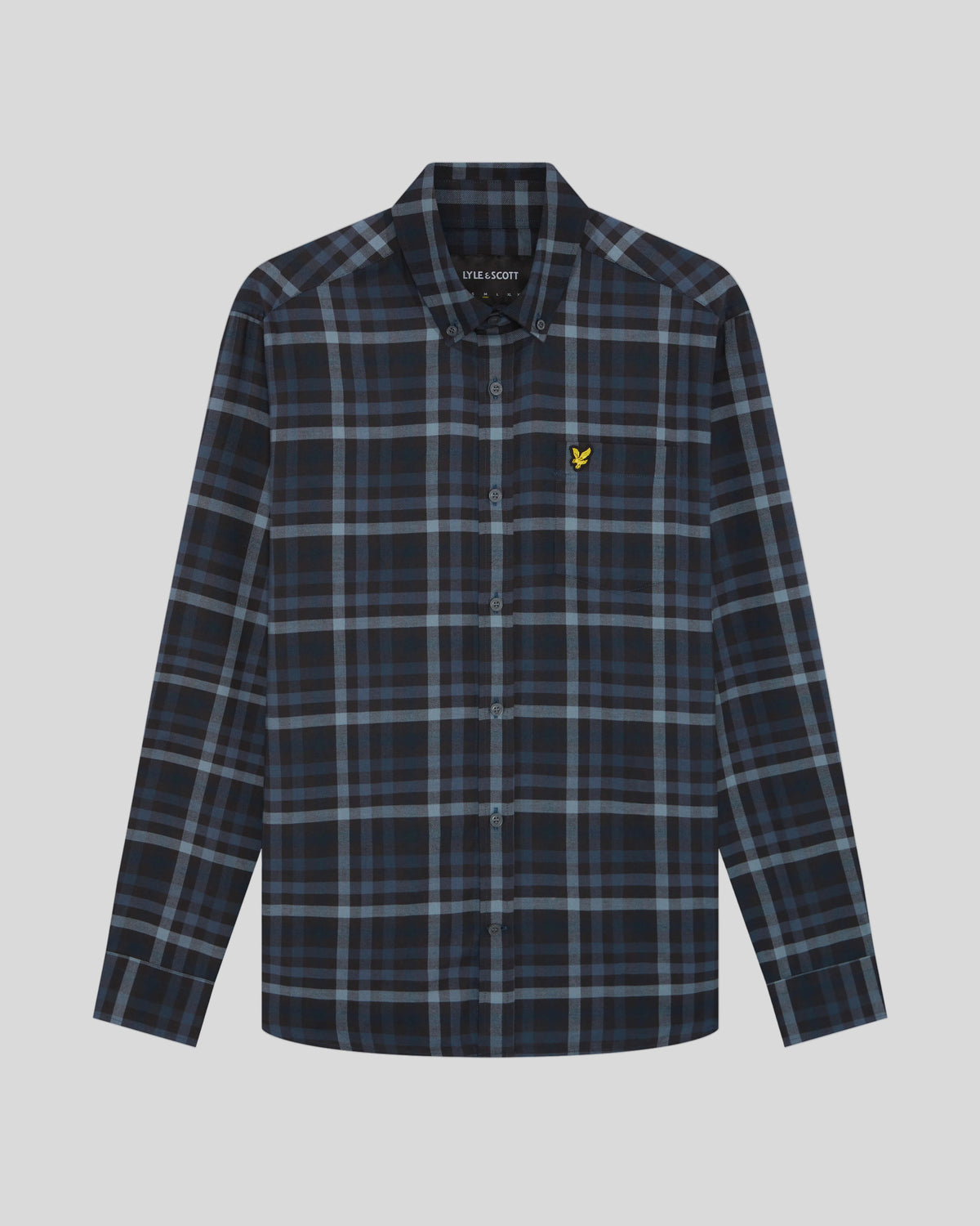 Flat shot of Tonal Check Shirt in Dark Navy