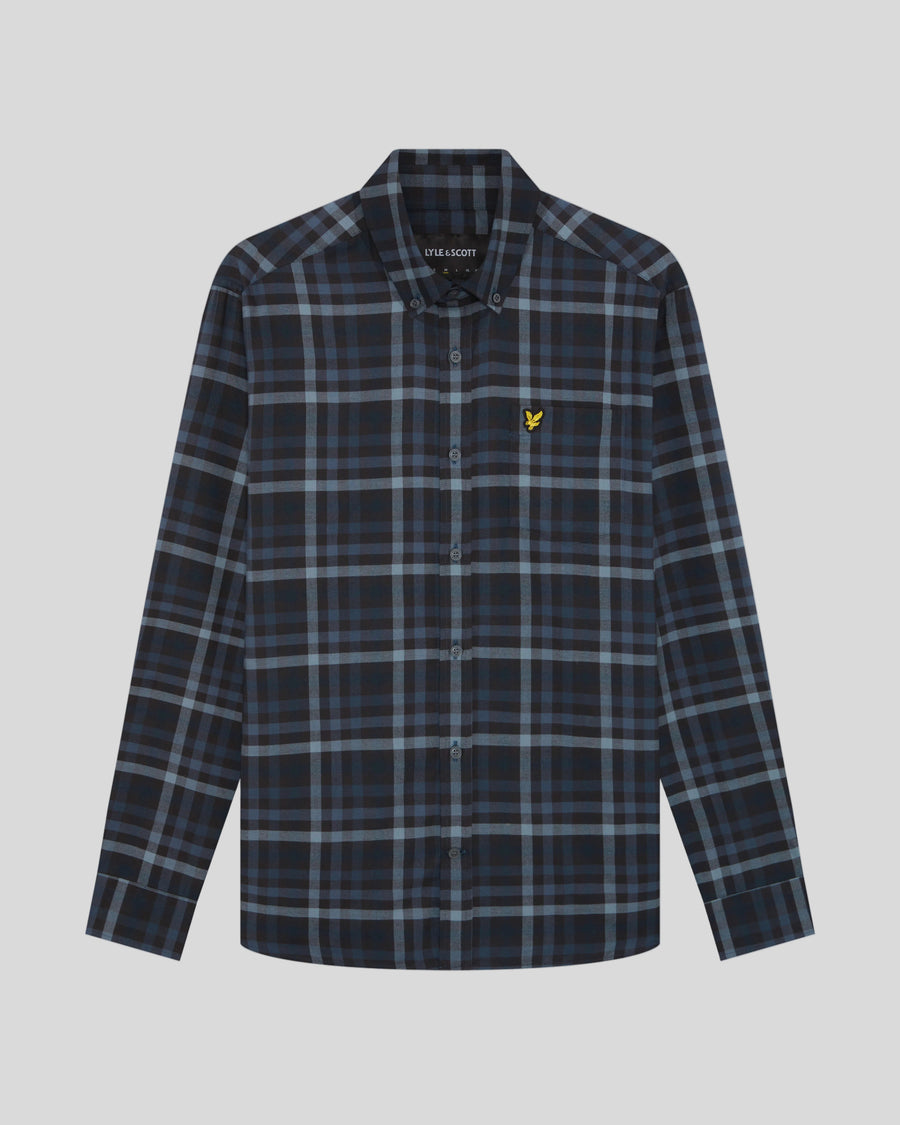 Flat shot of Tonal Check Shirt in Dark Navy