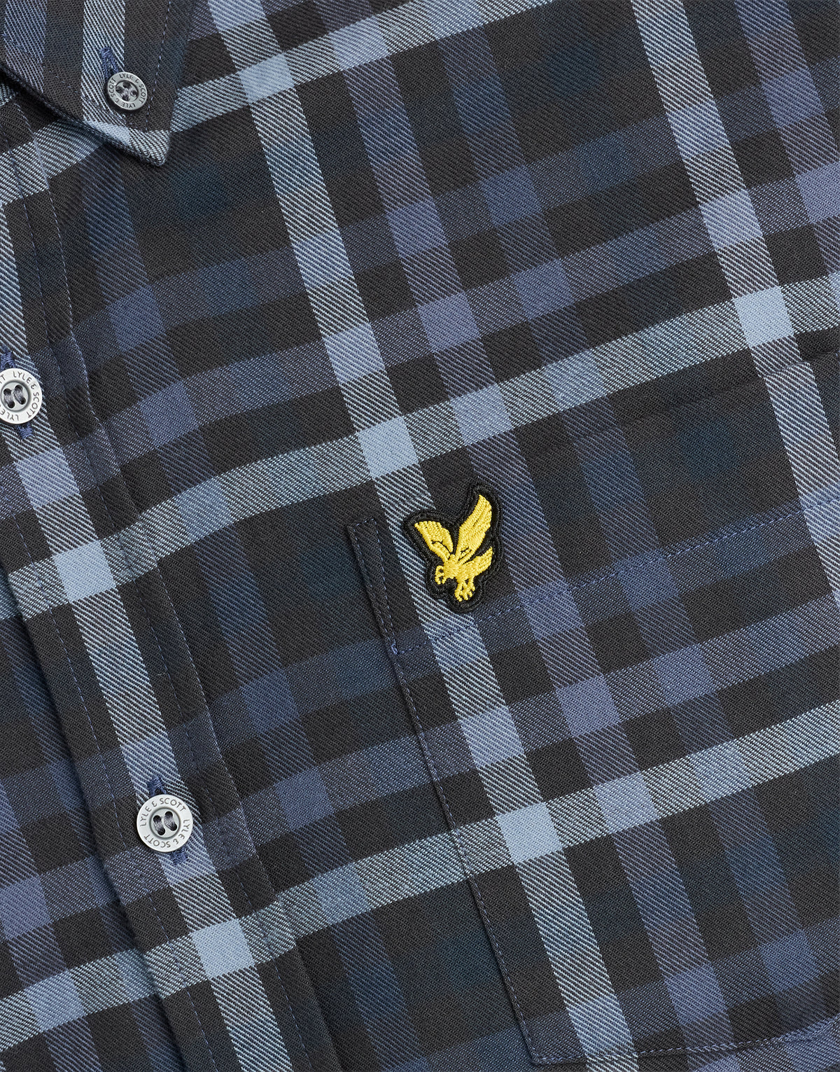 Man wearing Tonal Check Shirt in Dark Navy