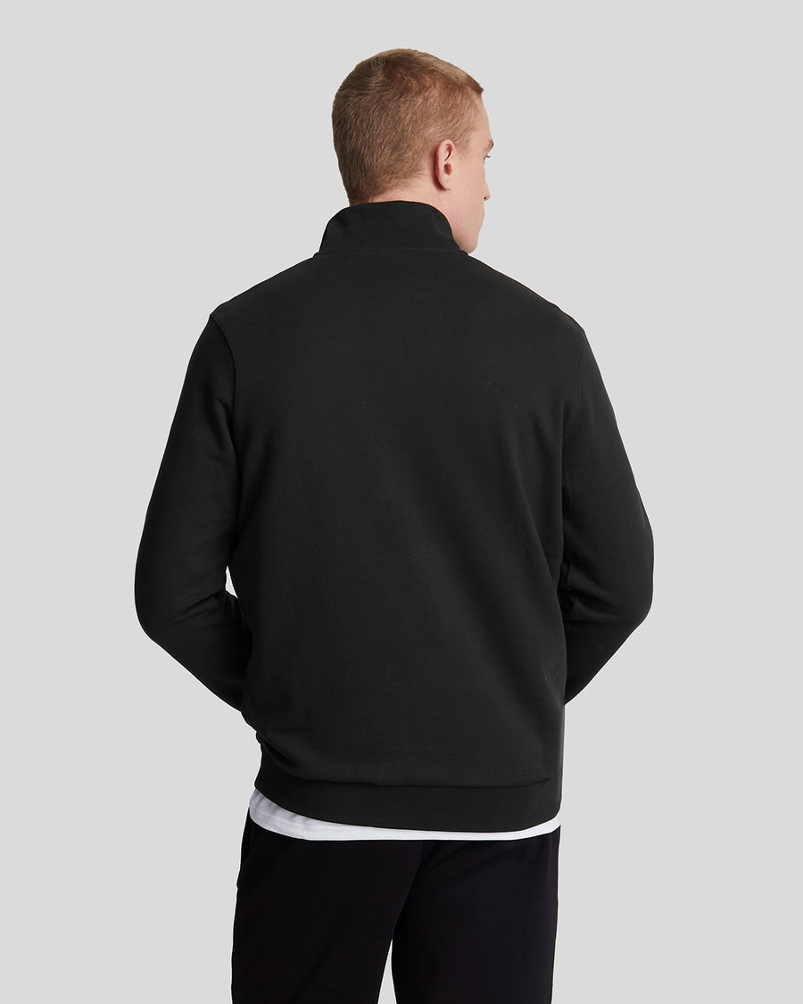 Sweat-shirt à fermeture éclair 1/4 en coton bouclé, couleur noir de jais
