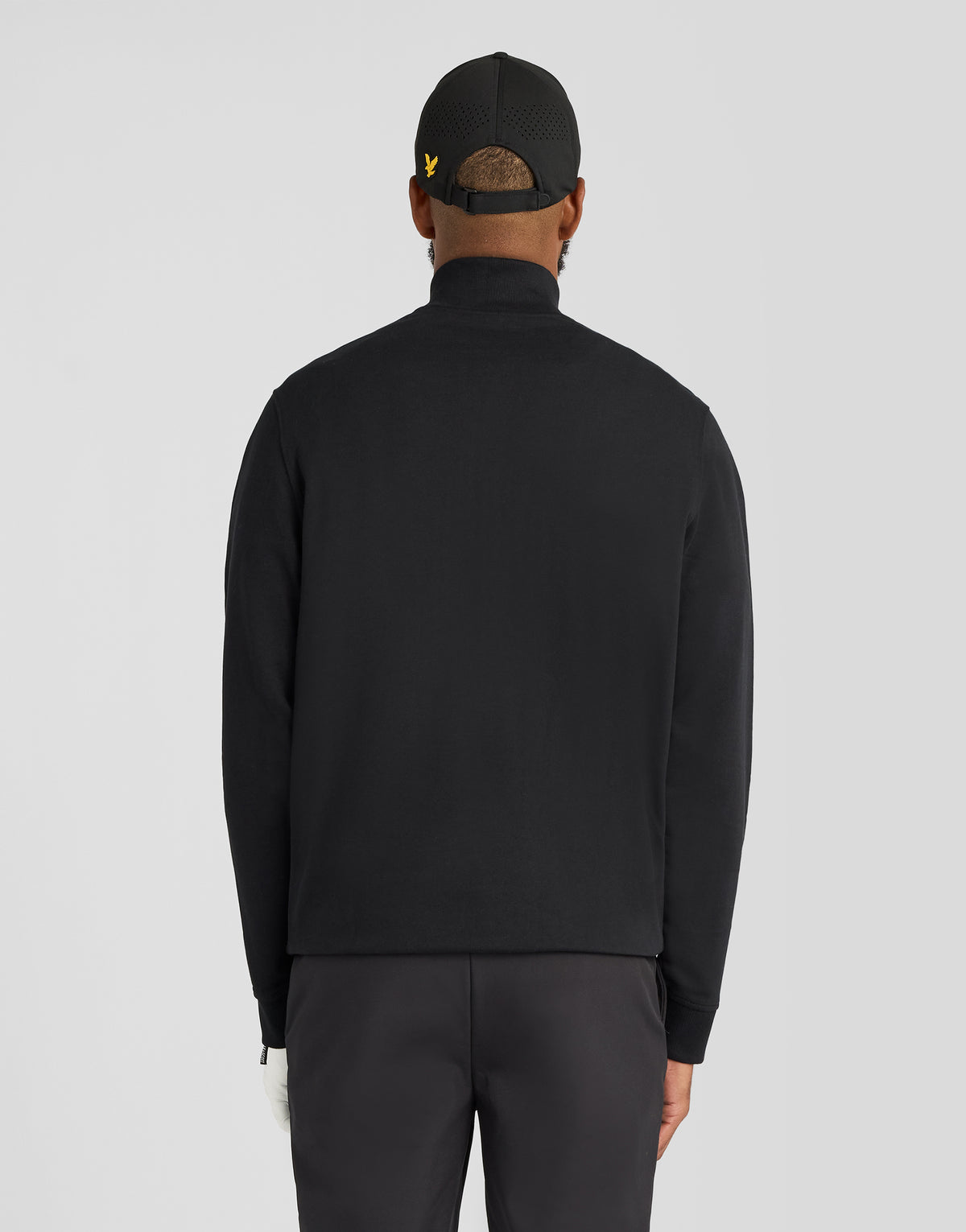 Herren-Midlayer „Green Eagle Cotton“ mit 1/4-Reißverschluss in Jet Black