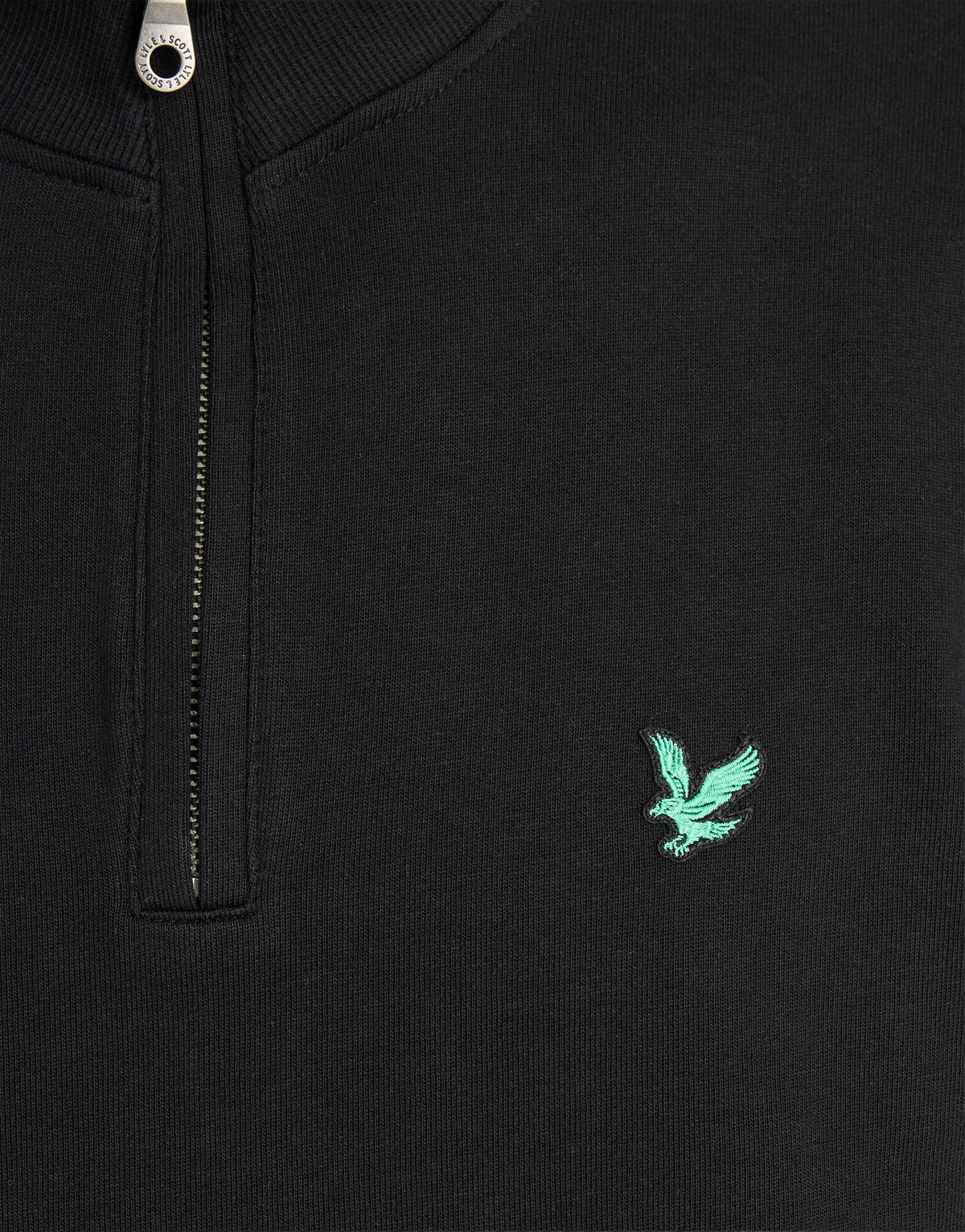 Herren-Midlayer „Green Eagle Cotton“ mit 1/4-Reißverschluss in Jet Black