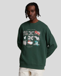 buy men's premium clothing fashion polos jackets -  Lyle & Scott Men's A Guide To Scotland Graphic Sweatshirt in Argyle Teal