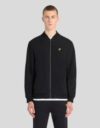 Man wearing Sueded Jersey Bomber Jacket in Jet Black