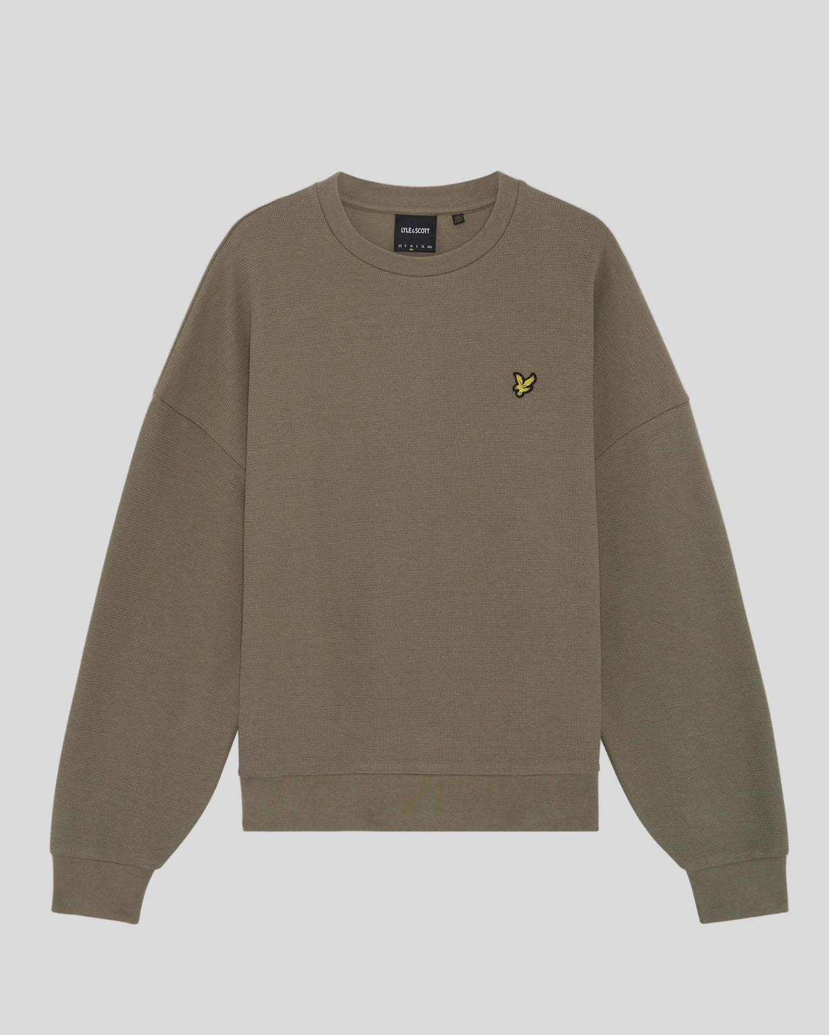 Flat shot of Textured Rib Crew Neck Sweatshirt in Khaki Ash