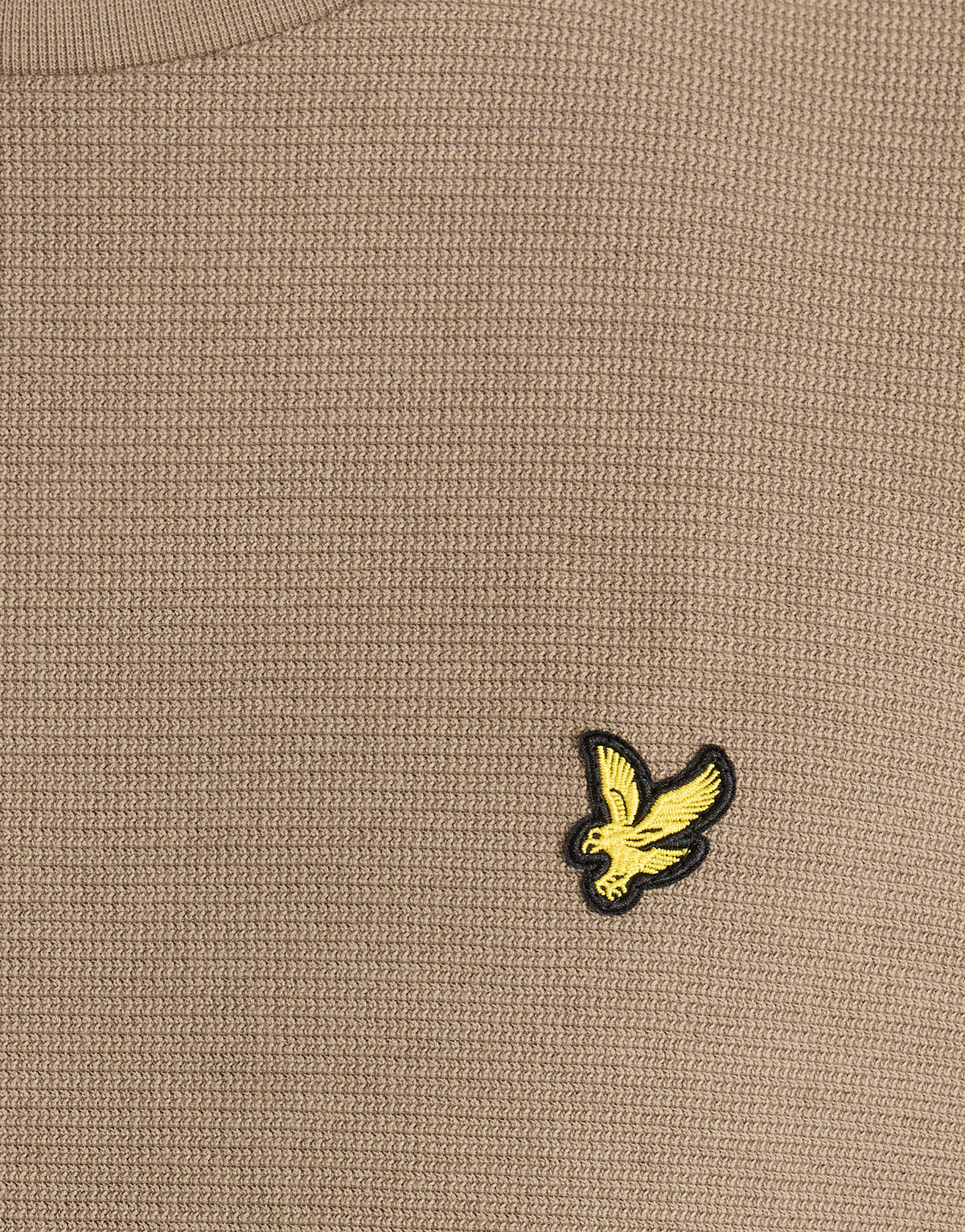 Man wearing Textured Rib Crew Neck Sweatshirt in Khaki Ash