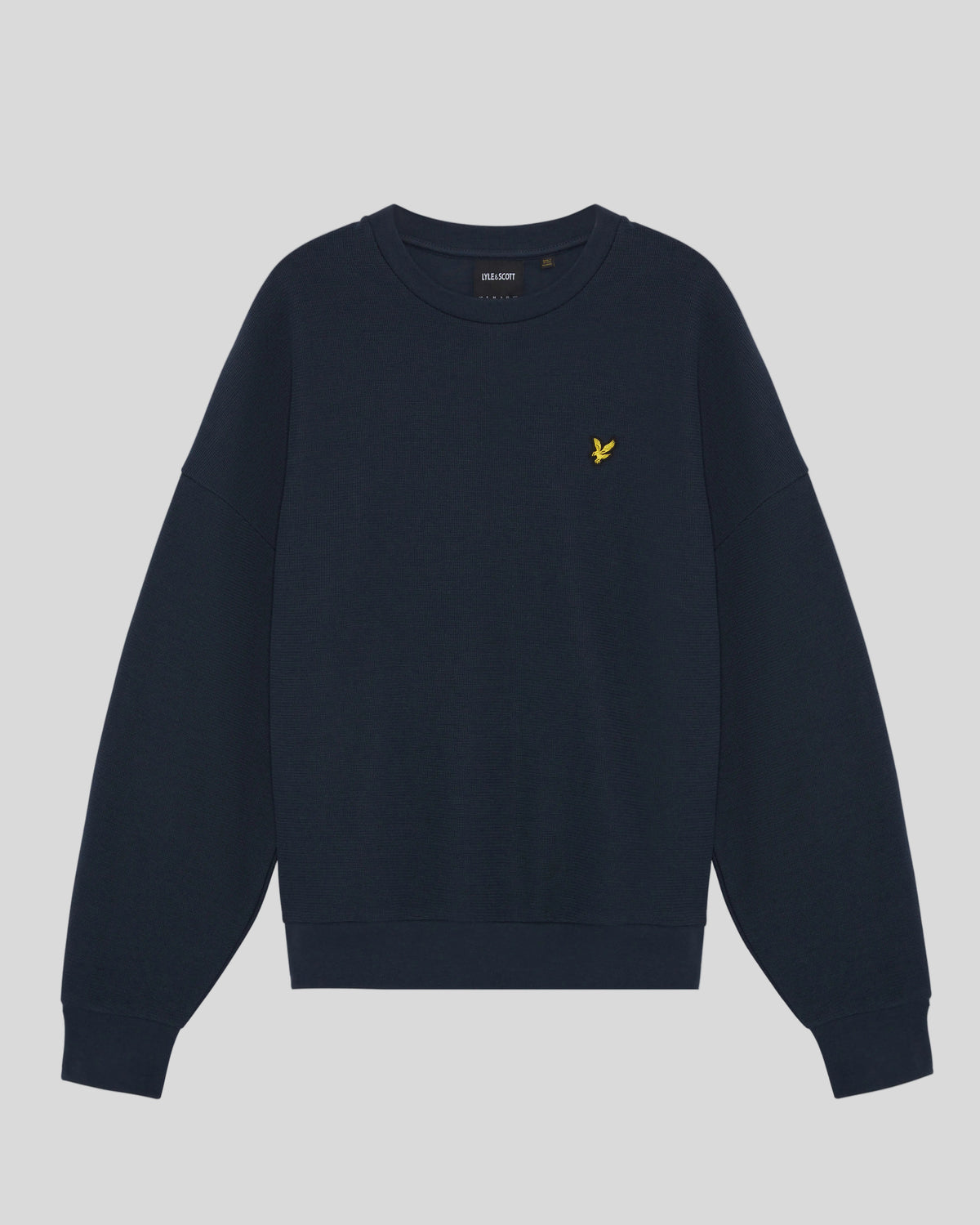 Flat shot of Textured Rib Crew Neck Sweatshirt in Dark Navy