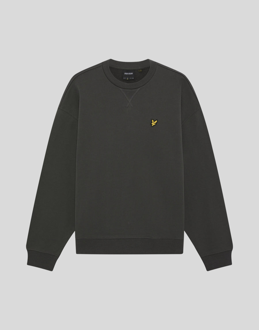 Frontansicht des Sweatshirts „Heavyweight“ mit Rundhalsausschnitt in der Farbe „Gunmetal“