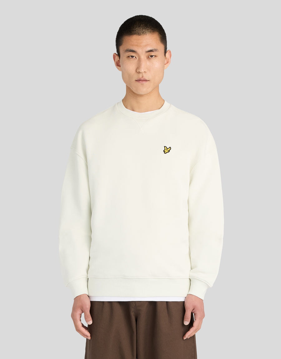 Man in een zware sweatshirt met ronde hals in Antarctica
