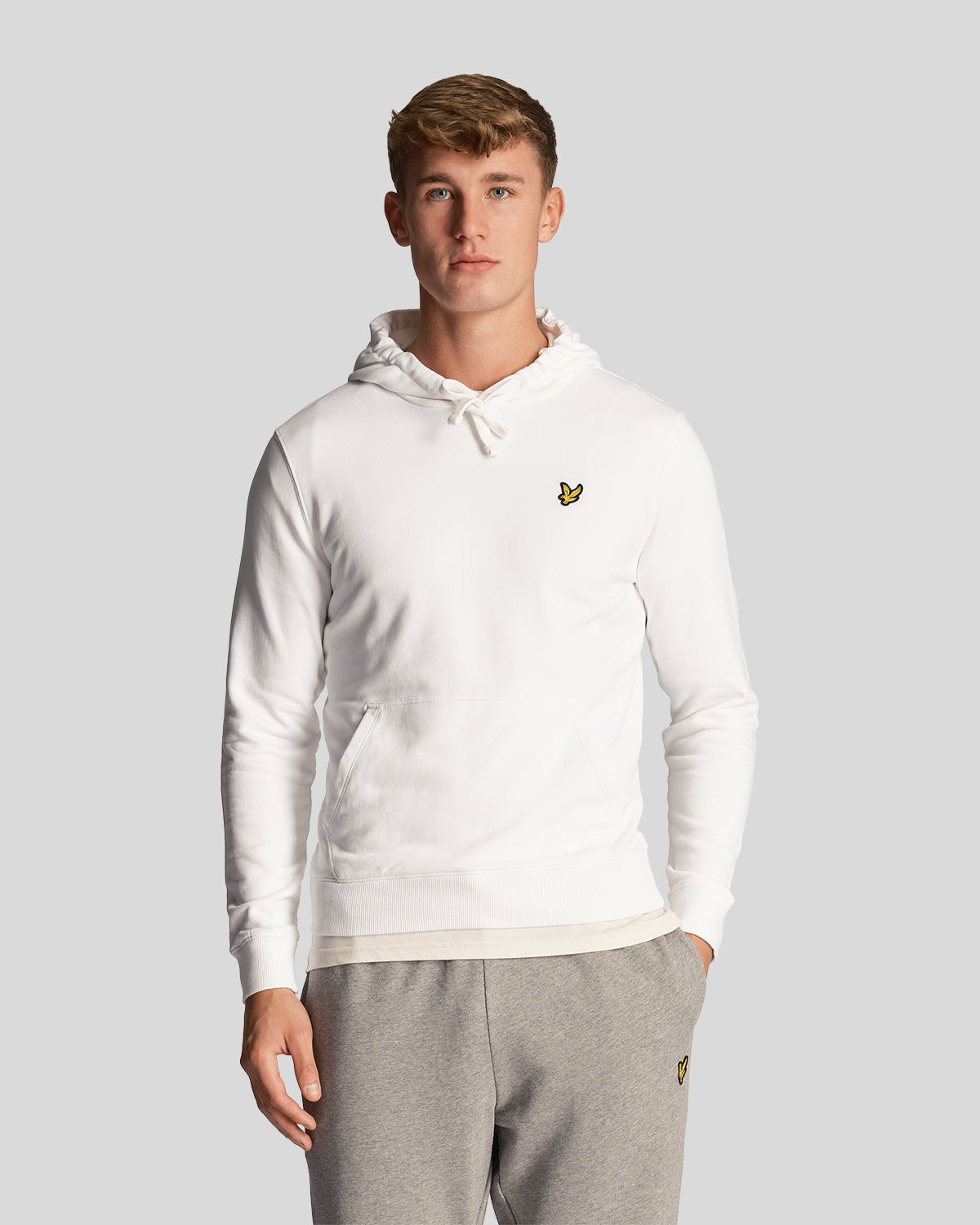 Uomo con felpa con cappuccio Loopback in cotone bianco