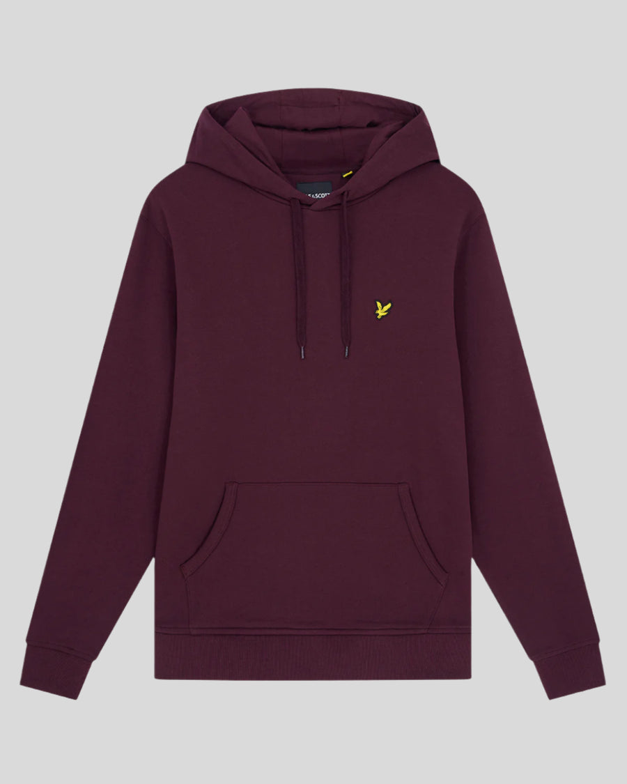 Man draagt een Loopback katoenen hoodie in bordeauxrood