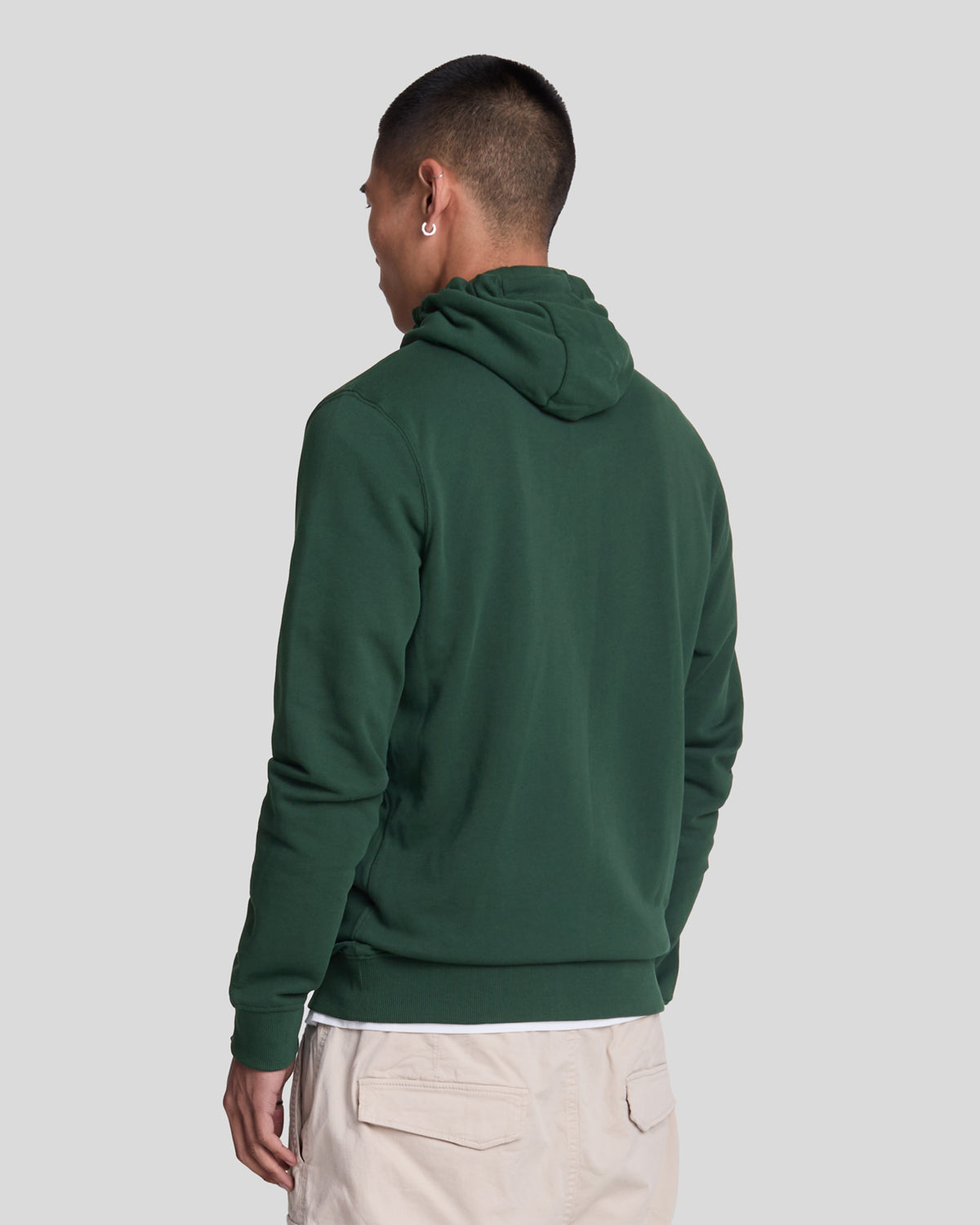 Uomo con felpa con cappuccio in cotone Loopback con zip integrale, colore verde scuro