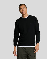 buy men's premium clothing fashion polos jackets -  Lyle & Scott Men's Tonal Eagle Crew Neck Sweatshirt in Jet Black