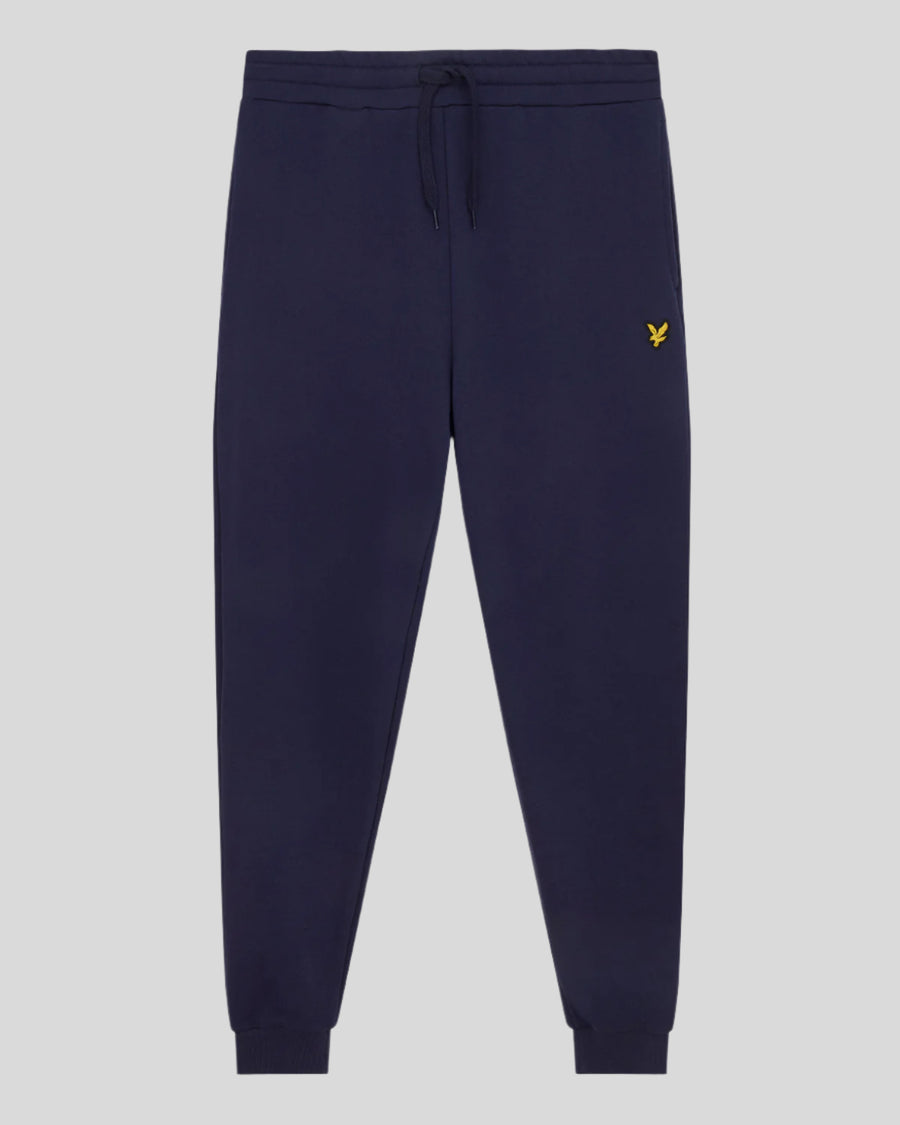 Uomo con pantaloni da jogging in cotone dal taglio aderente, colore blu navy