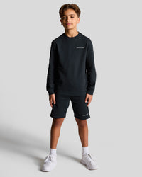 Men's Premium Clothing Fashion Polos Jackets - Lyle & Scott Kids Script Embroidered Sweat Short Dark Navy