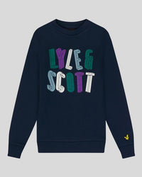 Men's Premium Clothing Fashion Polos Jackets - Lyle & Scott Kids Polygon Graphic Sweatshirt Navy