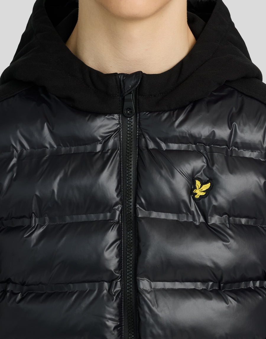 Boy wears Hybrid Hoodie in Jet Black