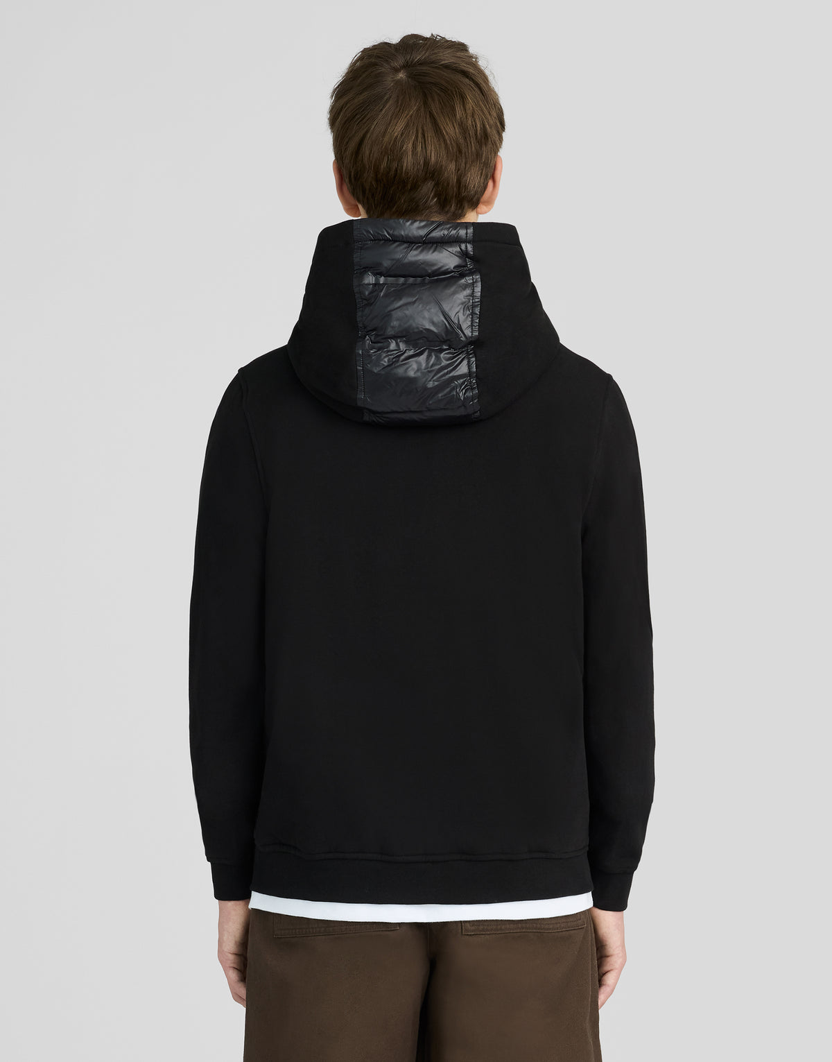 Boy wears Hybrid Hoodie in Jet Black