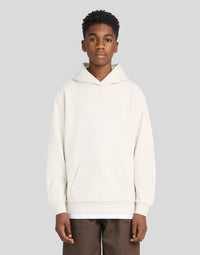 Boy wears Heavy Weight Relaxed Drop Shoulder Hoodie in Putty
