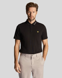 buy men's premium clothing fashion polos jackets -  Lyle & Scott Men's Golf Collar Logo Technical Polo Shirt in Jet Black