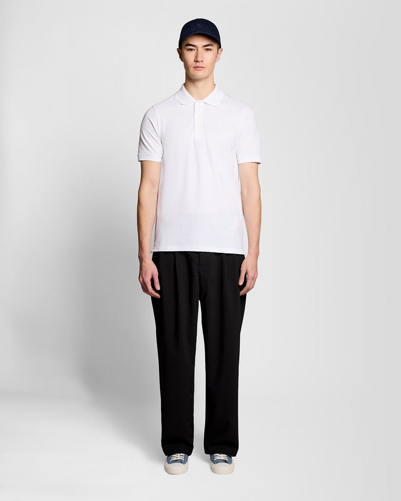 Uomo con polo in cotone superfine bianco