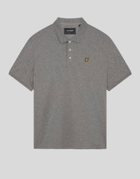 Man wears Cotton Polo Shirt in Mid Grey Marl