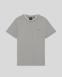 Gray t-shirt with tonal eagle logo and contrast collar trim