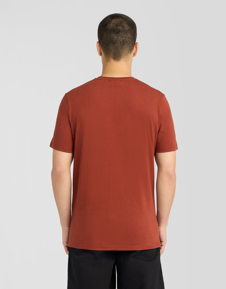 Man wearing Superfine Cotton T-Shirt in Saddle Auburn