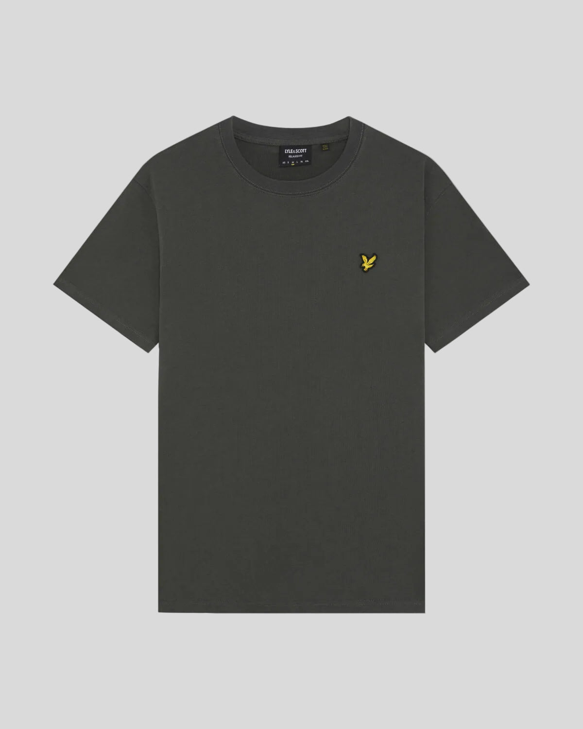 Helt framifrån-bild på en T-shirt i tung bomull i färgen Gunmetal