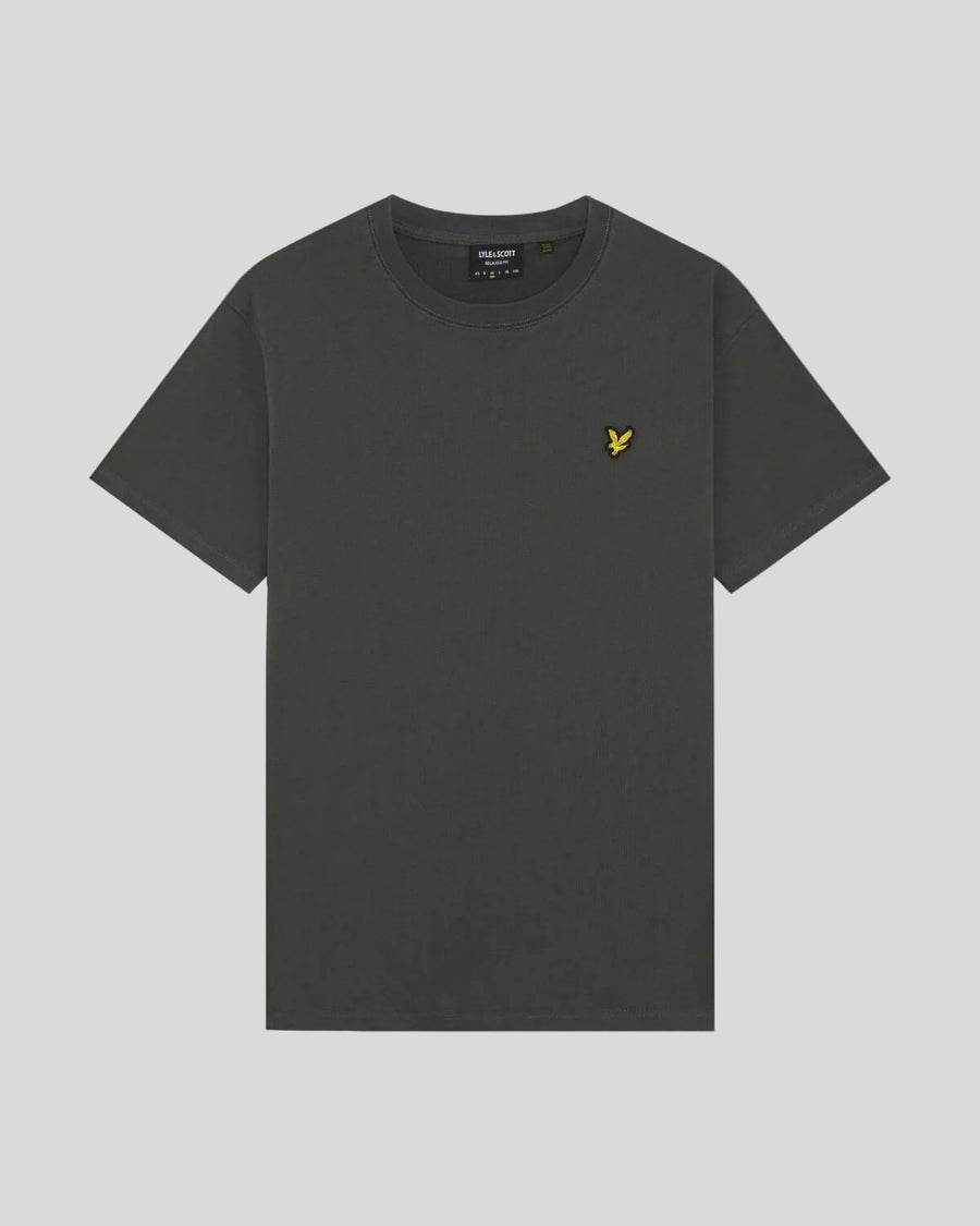 Helt framifrån-bild på en T-shirt i tung bomull i färgen Gunmetal
