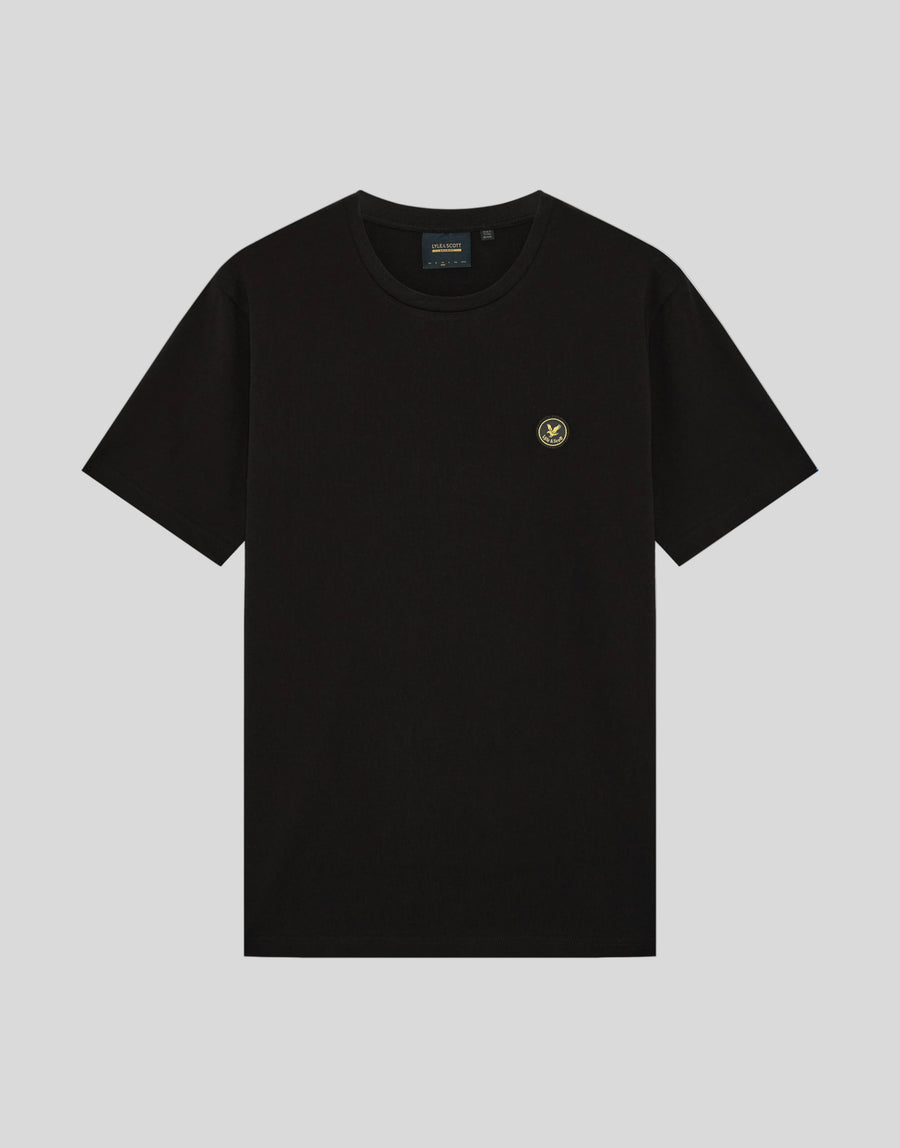 Vlakke foto van een man die een Archive katoenen T-shirt in Jet Black draagt