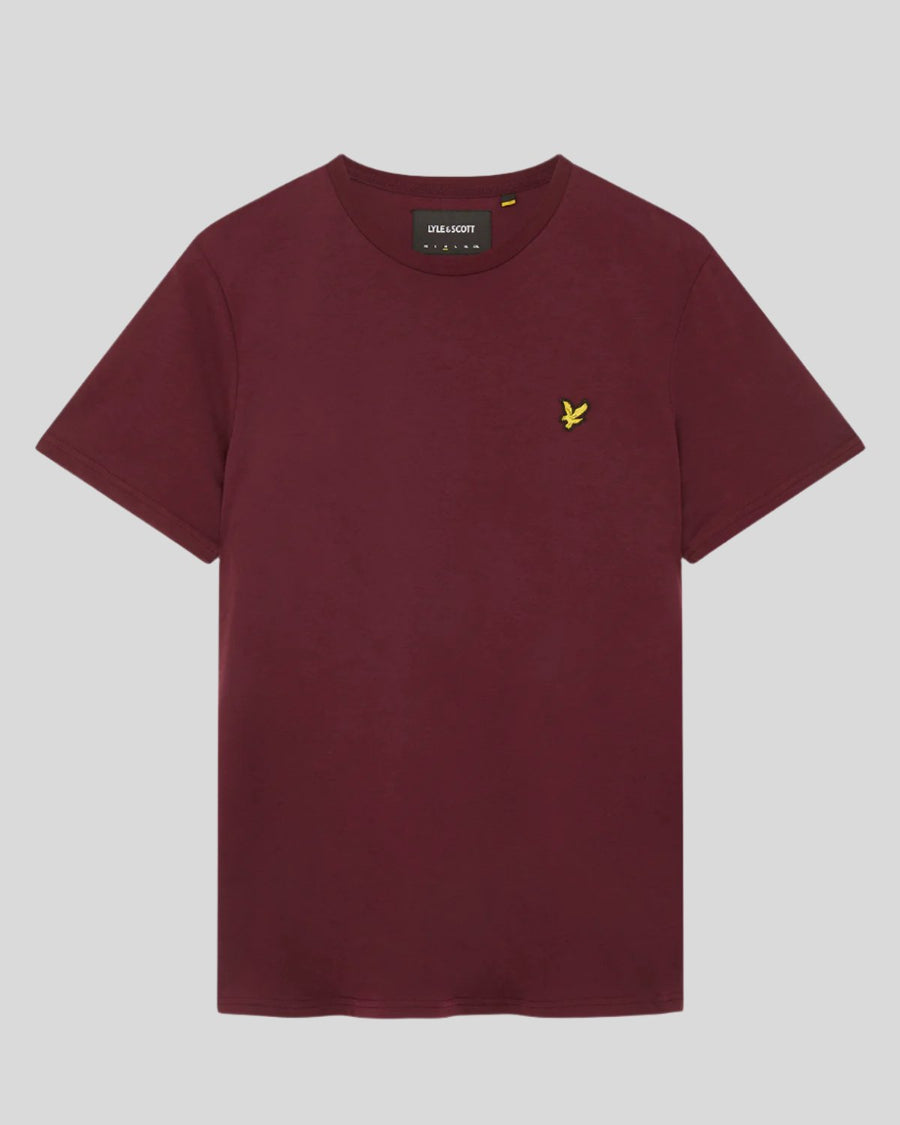 Baumwoll-T-Shirt mit Rundhalsausschnitt in Burgunderrot